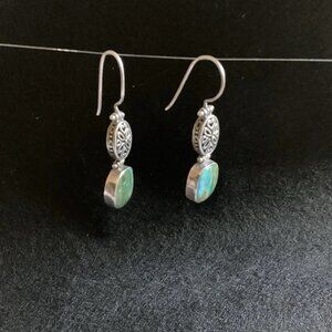 Turquoise Sterling Silver Earrings: Oval Gemstone, Artisan Crafted